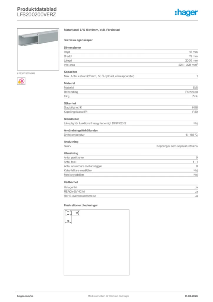 Bild Hager Produktdatablad LFS200200VERZ | Hager Sverige