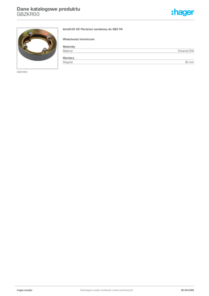 Zdjęcie Hager Dane katalogowe produktu GBZKR00 | Hager Polska