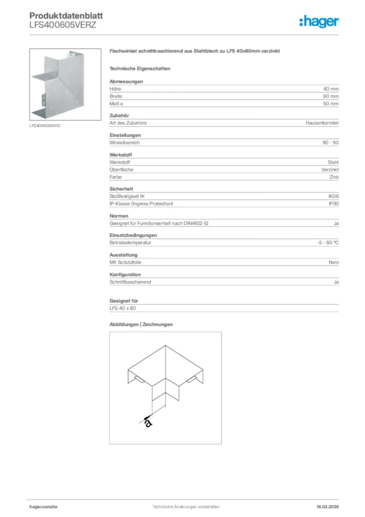 Bild Hager Produktdatenblatt LFS400605VERZ | Hager Deutschland