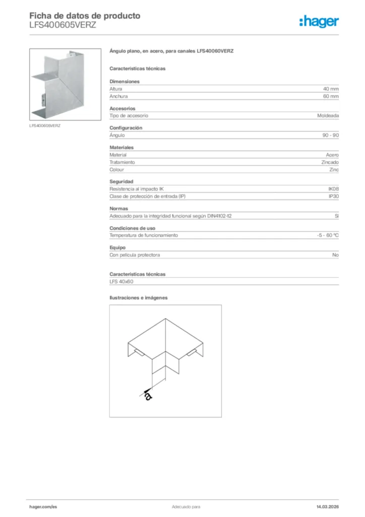 Imagen Hager Ficha de datos de producto LFS400605VERZ | Hager España