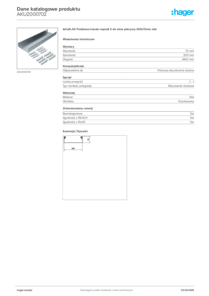Zdjęcie Hager Dane katalogowe produktu AKU2000702 | Hager Polska