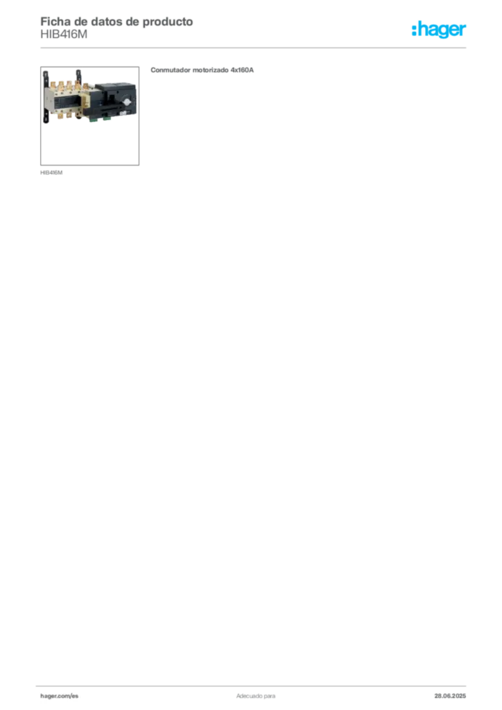 Imagen Hager Ficha de datos de producto HIB416M | Hager España