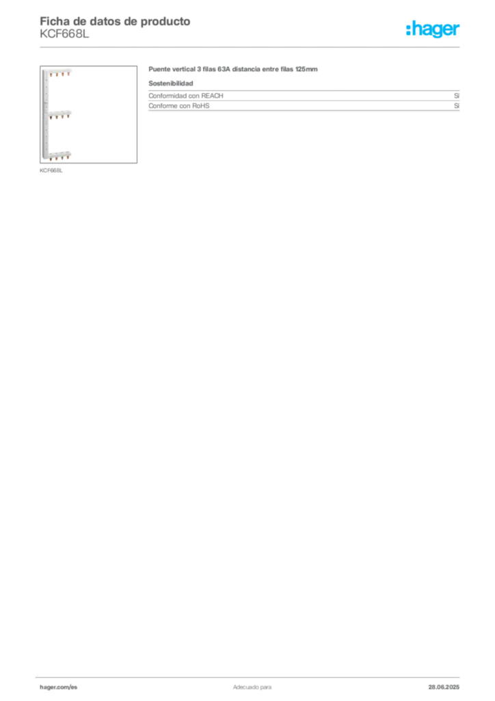 Imagen Hager Ficha de datos de producto KCF668L | Hager España