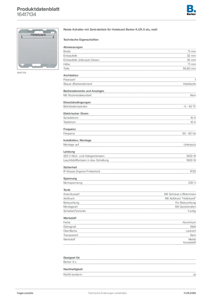 Berker Produktdatenblatt 16417134