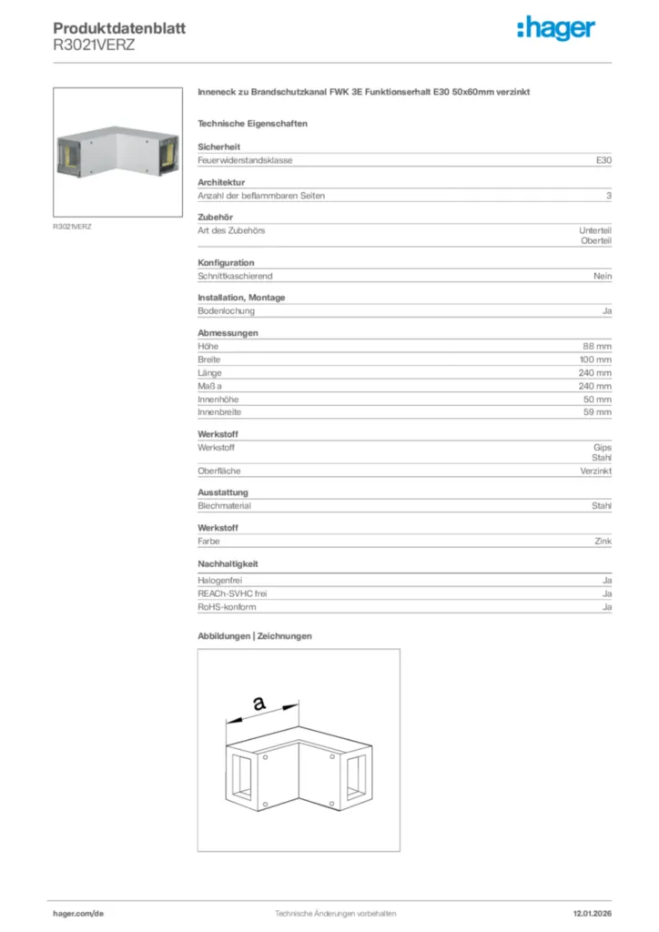 Hager Produktdatenblatt R3021VERZ