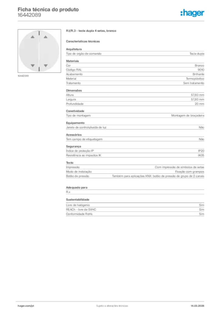 Imagem Hager Ficha técnica do produto 16442089 | Hager Portugal