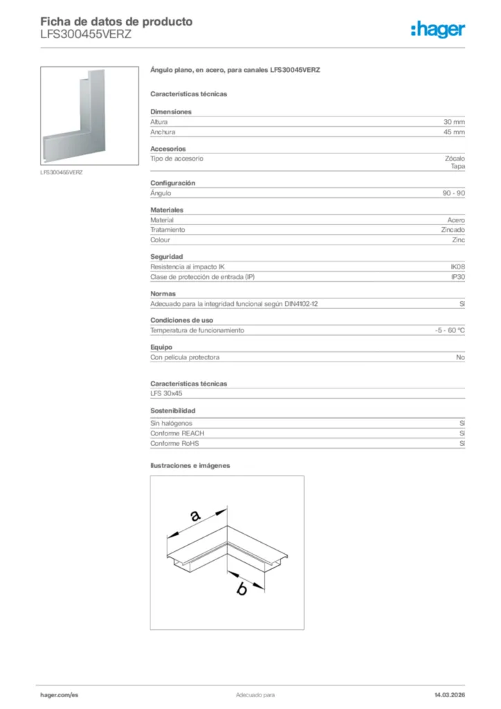 Imagen Hager Ficha de datos de producto LFS300455VERZ | Hager España