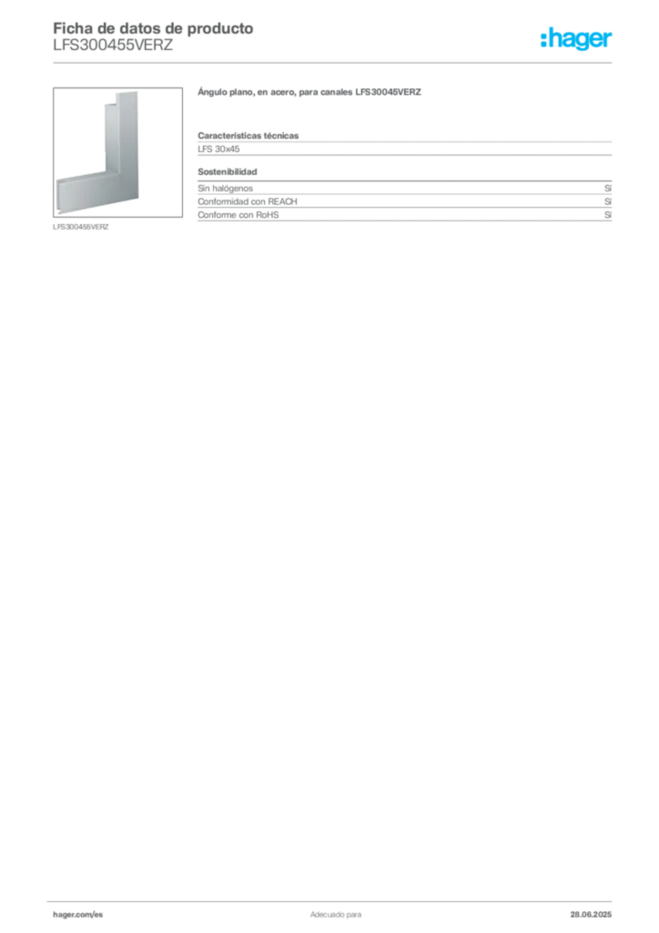 Imagen Hager Ficha de datos de producto LFS300455VERZ | Hager España