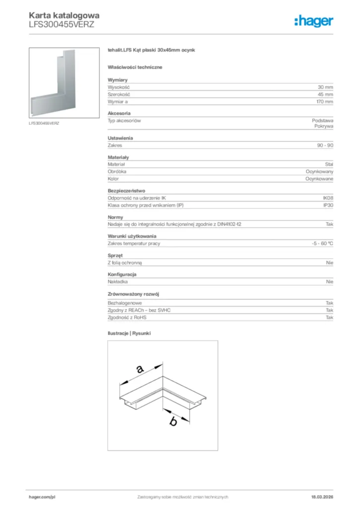 Zdjęcie Hager Karta katalogowa LFS300455VERZ | Hager Polska