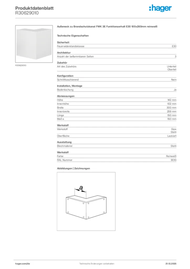 Bild Hager Produktdatenblatt R30629010 | Hager Deutschland