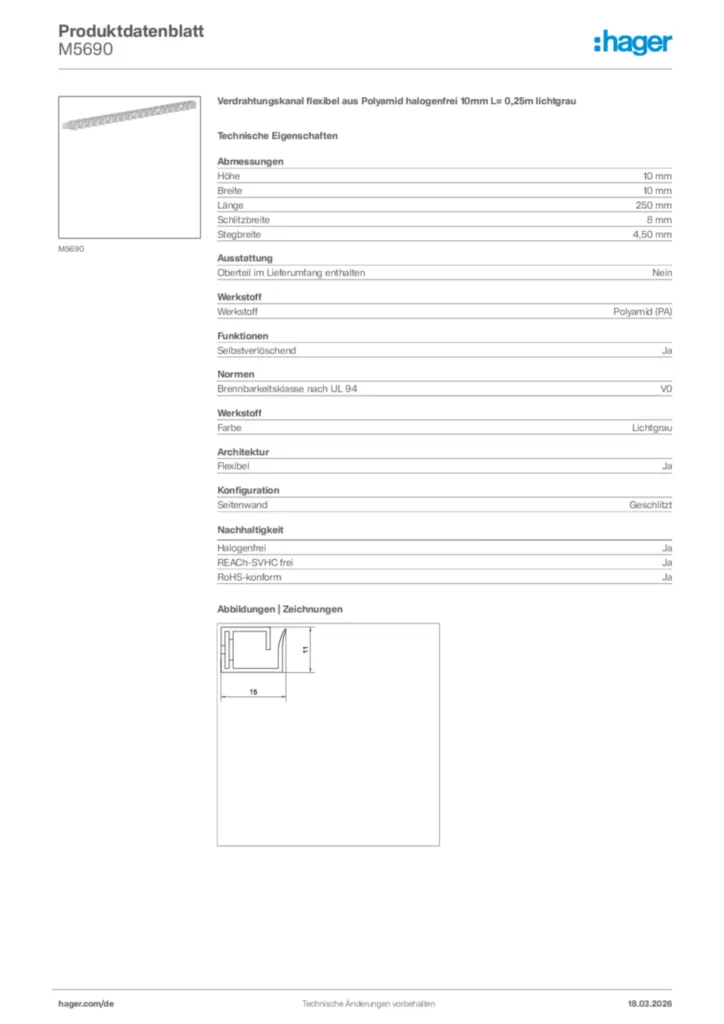 Bild Hager Produktdatenblatt M5690 | Hager Deutschland