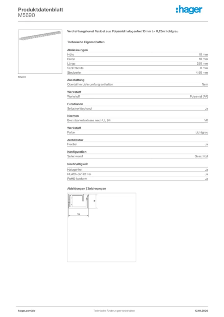 Bild Hager Produktdatenblatt M5690 | Hager Deutschland