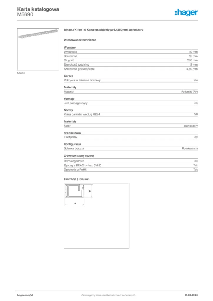 Zdjęcie Hager Karta katalogowa M5690 | Hager Polska
