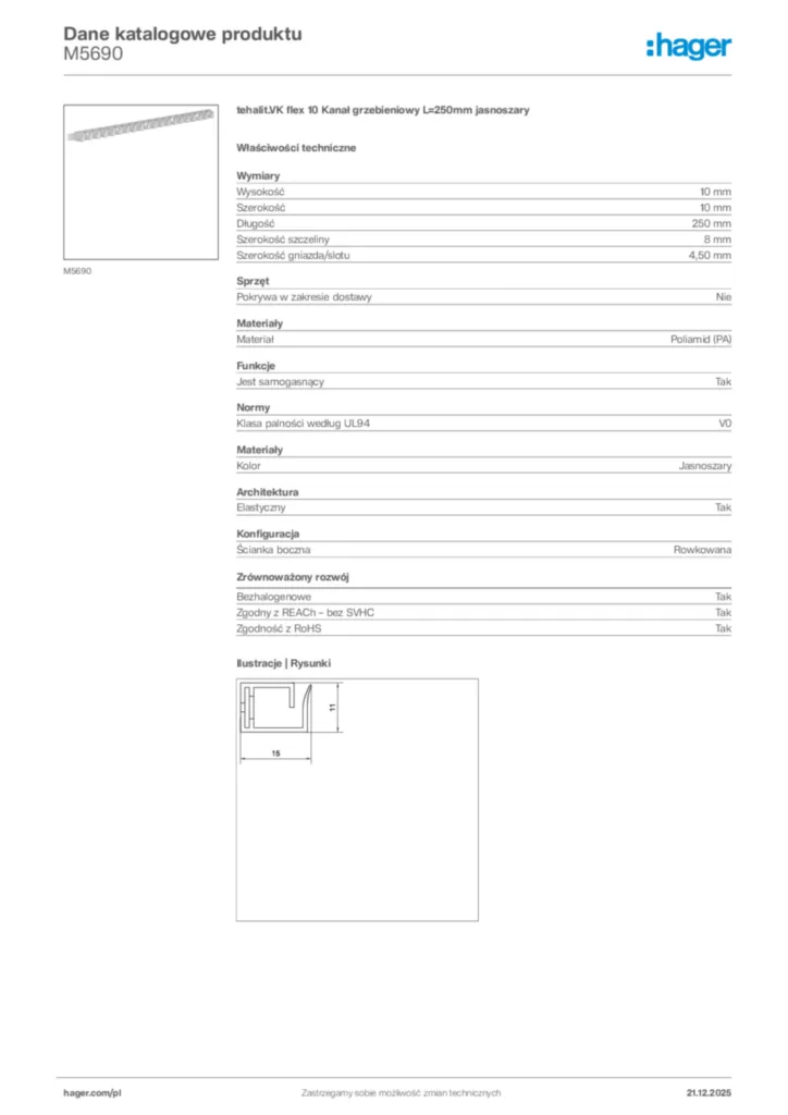 Zdjęcie Hager Dane katalogowe produktu M5690 | Hager Polska