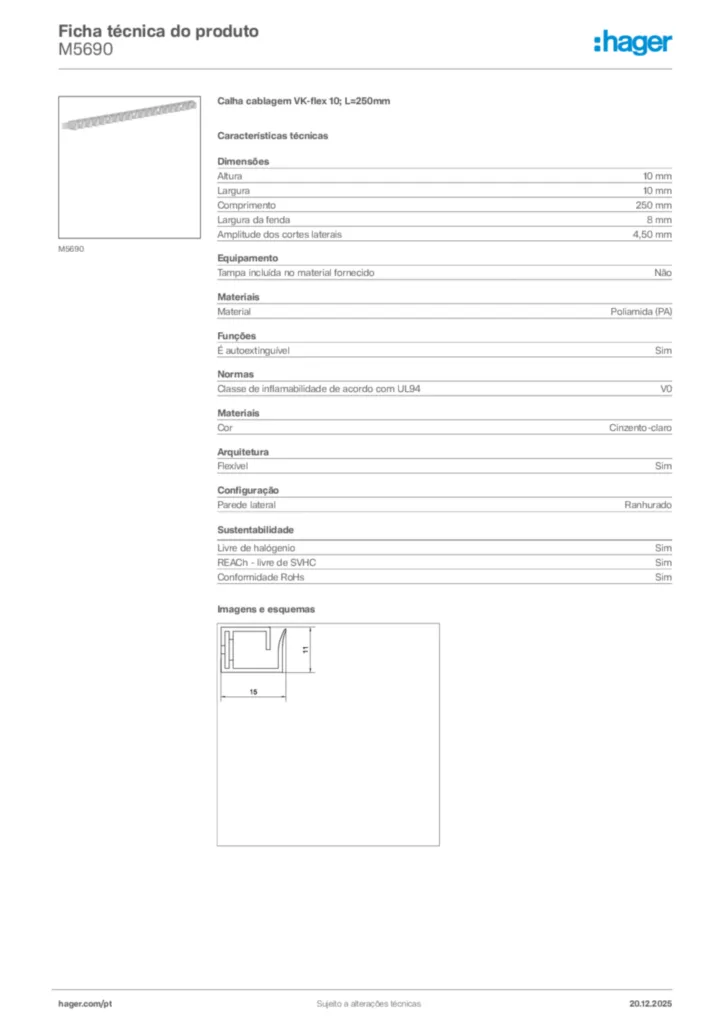 Imagem Hager Ficha técnica do produto M5690 | Hager Portugal