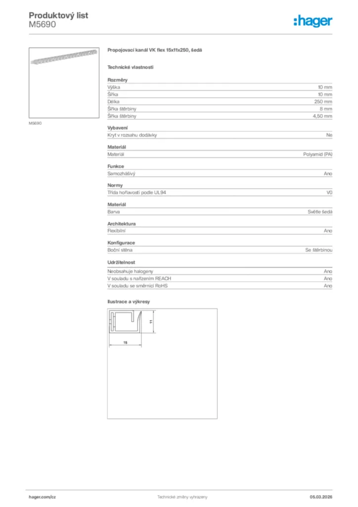 Obrázek Hager Product data sheet M5690 | Hager