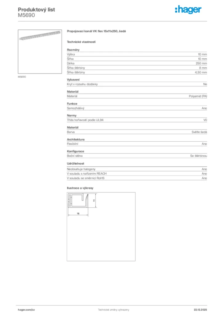 Obrázek Hager Produktový list M5690 | Hager