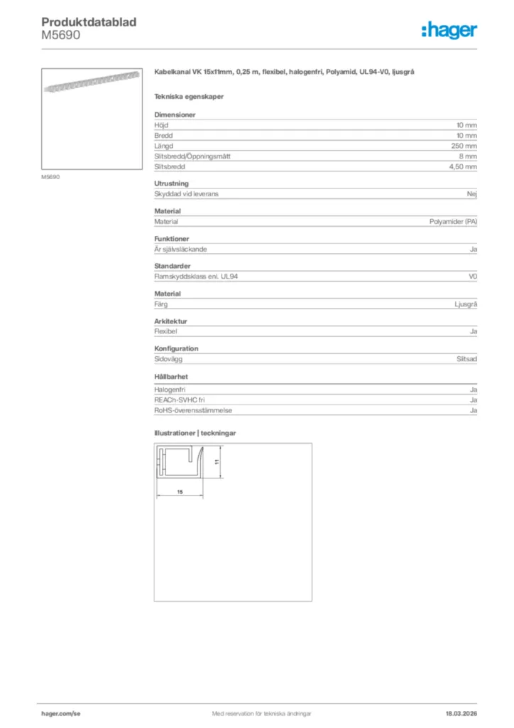 Bild Hager Produktdatablad M5690 | Hager Sverige