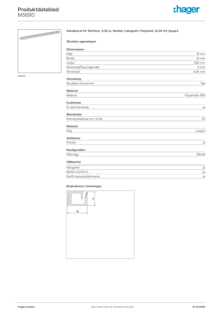 Bild Hager Produktdatablad M5690 | Hager Sverige