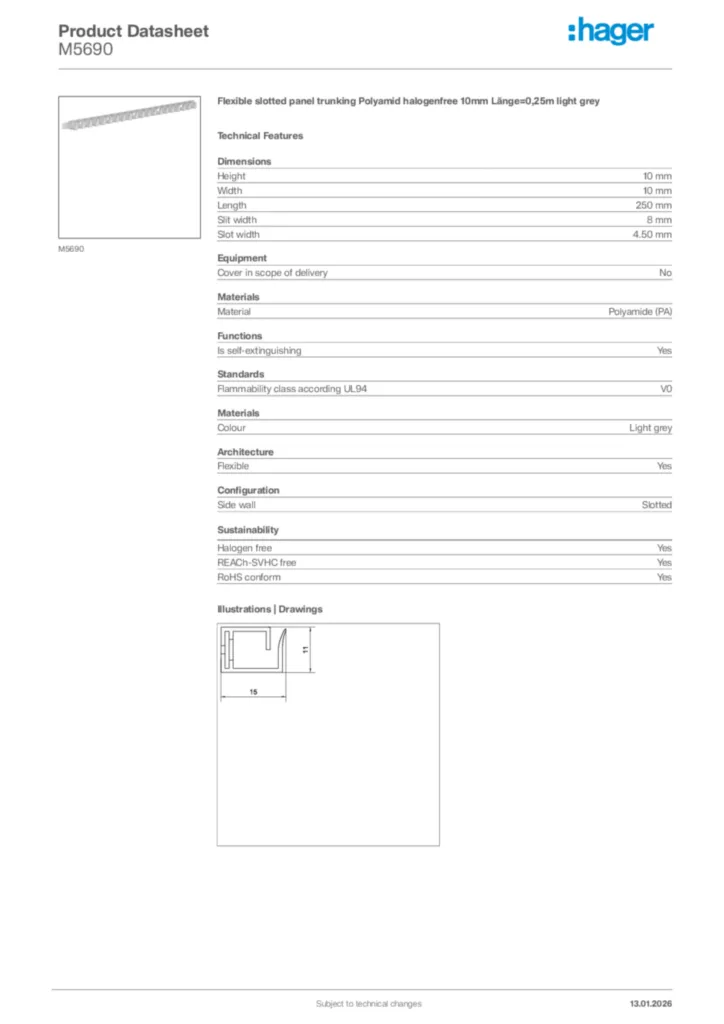 Image Hager Product data sheet M5690  | Hager