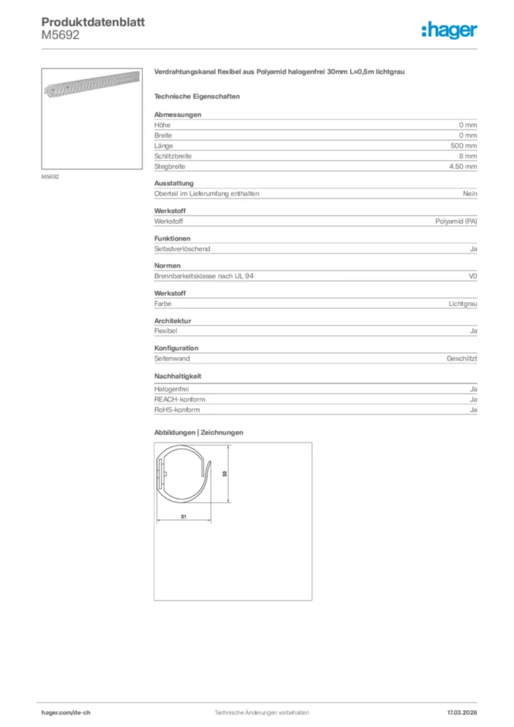 Bild Hager Produktdatenblatt M5692 | Hager Schweiz