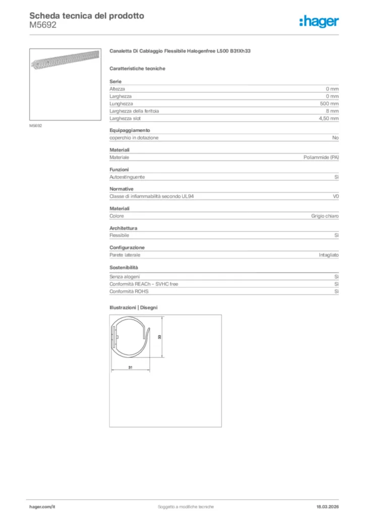 Immagine Hager Scheda tecnica del prodotto M5692 | Hager Italia