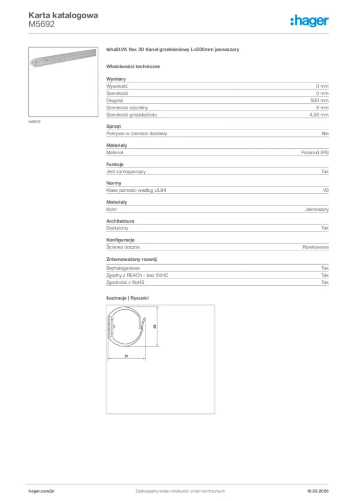 Zdjęcie Hager Karta katalogowa M5692 | Hager Polska