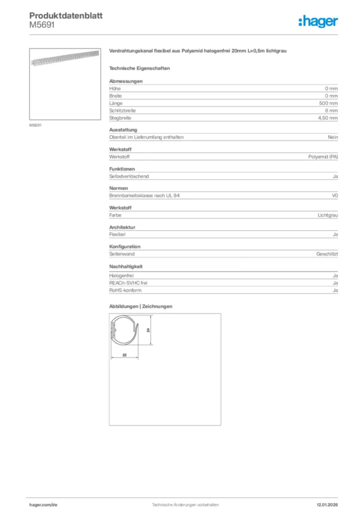 Bild Hager Produktdatenblatt M5691 | Hager Deutschland