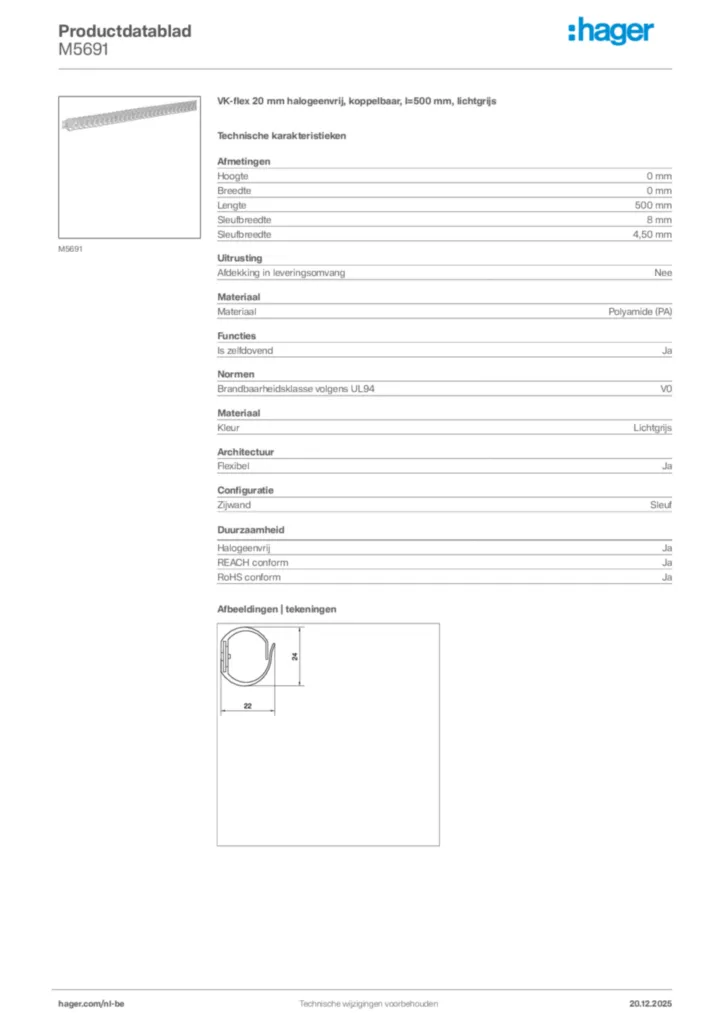 Afbeelding Hager Productdatablad M5691 | Hager Belgium
