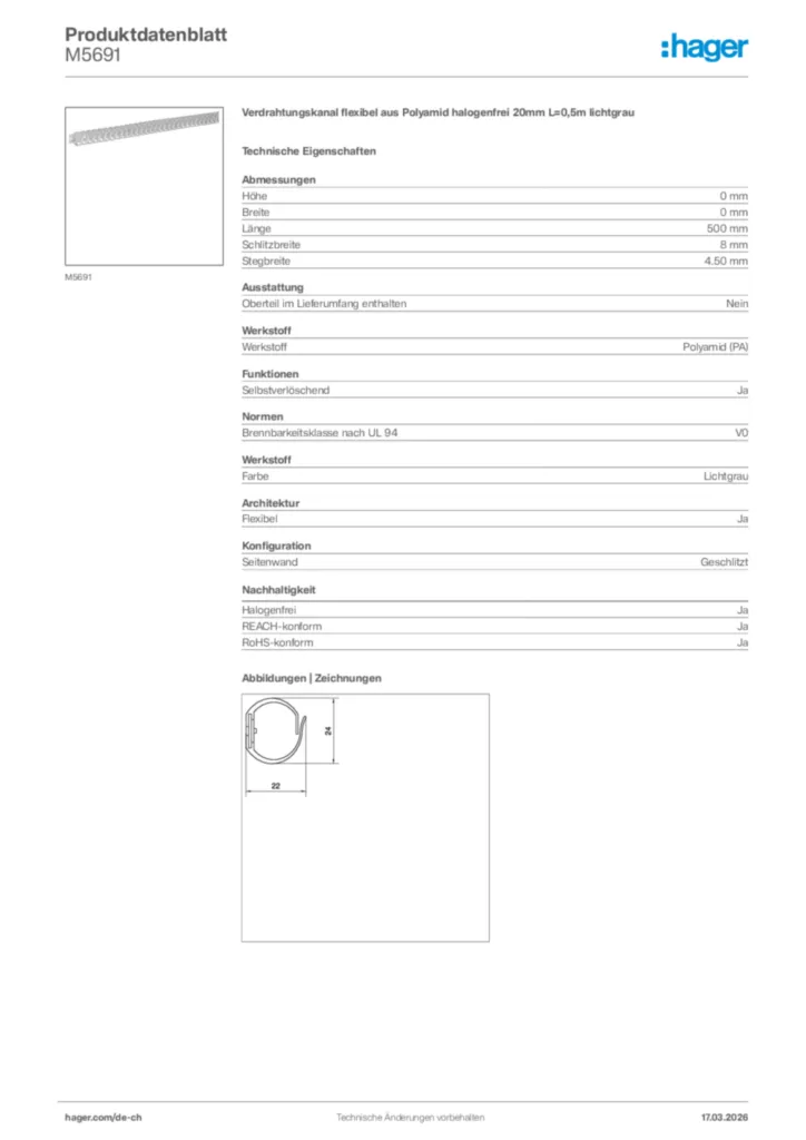 Bild Hager Produktdatenblatt M5691 | Hager Schweiz