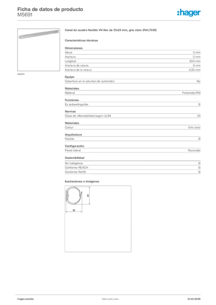 Imagen Hager Ficha de datos de producto M5691 | Hager España