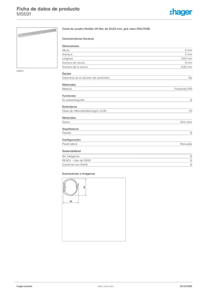 Imagen Hager Ficha de datos de producto M5691 | Hager España