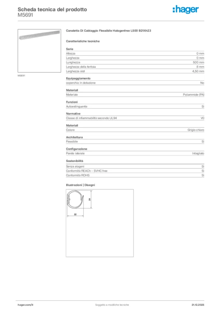 Immagine Hager Scheda tecnica del prodotto M5691 | Hager Italia