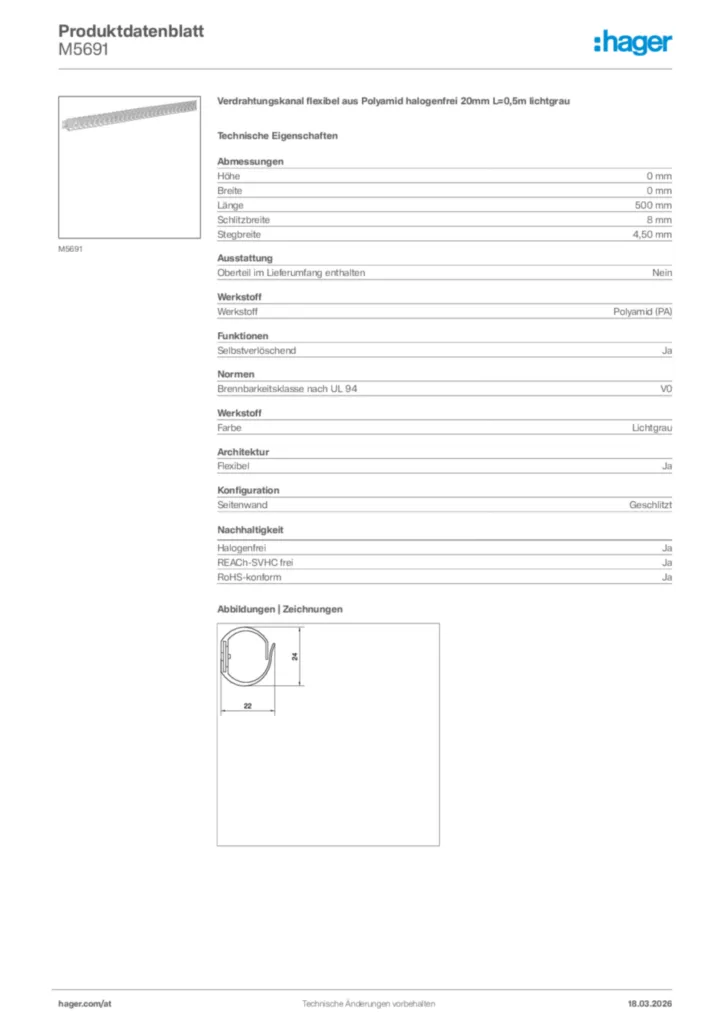 Bild Hager Produktdatenblatt M5691 | Hager Deutschland