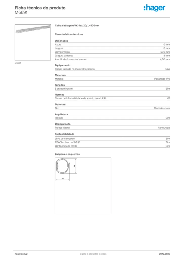 Imagem Hager Ficha técnica do produto M5691 | Hager Portugal