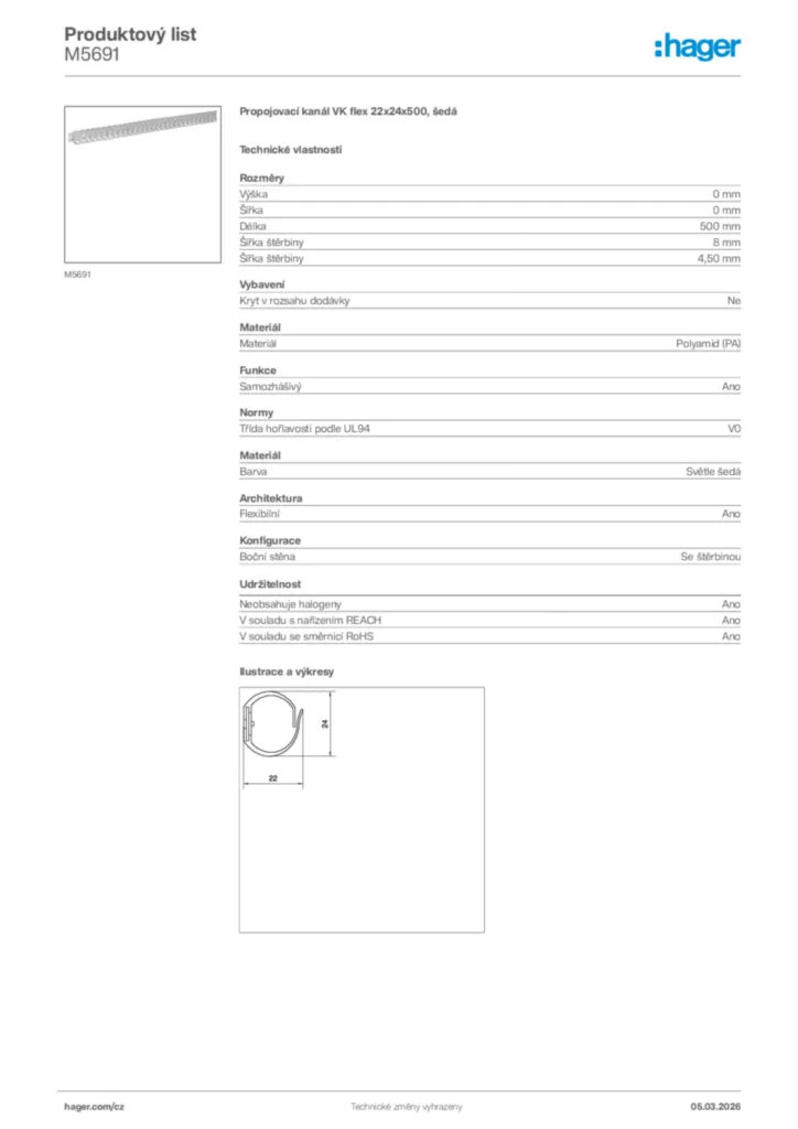 Obrázek Hager Product data sheet M5691 | Hager