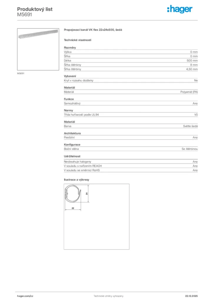 Obrázek Hager Produktový list M5691 | Hager