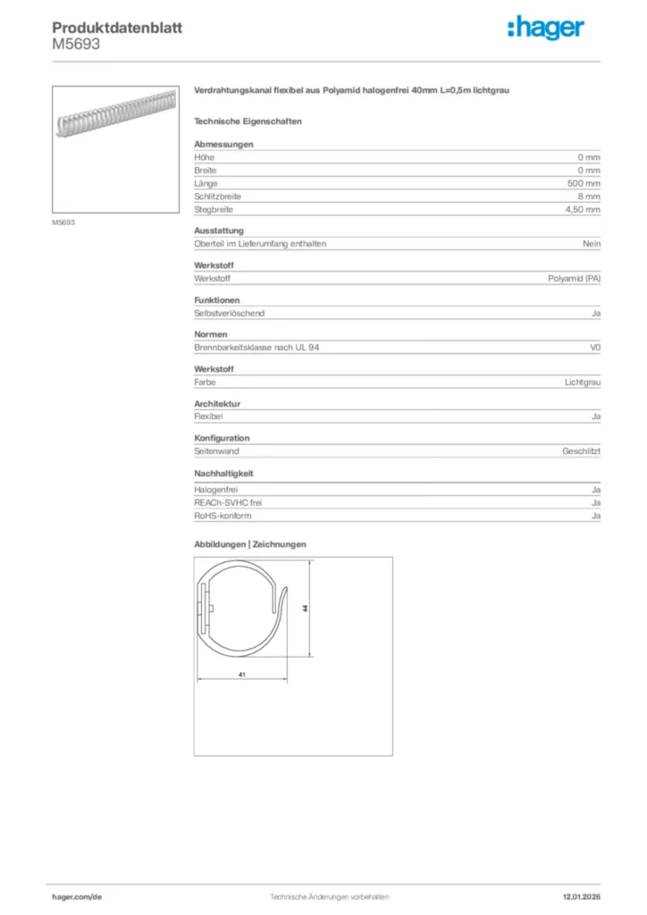 Bild Hager Produktdatenblatt M5693 | Hager Deutschland