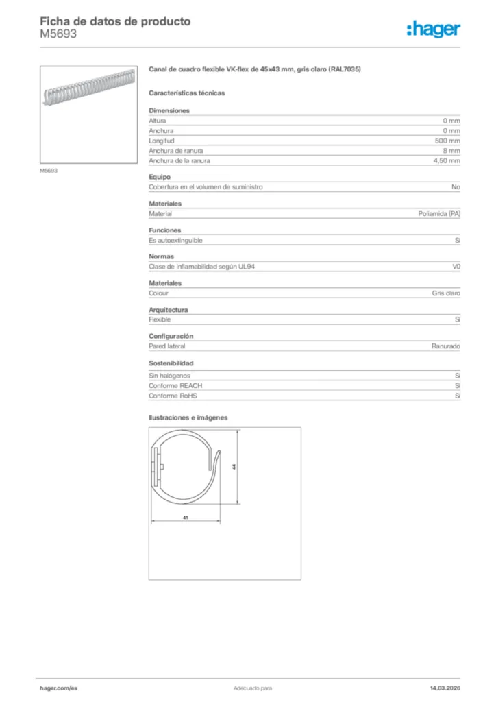 Imagen Hager Ficha de datos de producto M5693 | Hager España