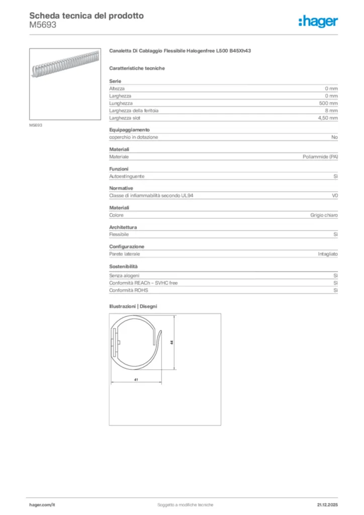 Immagine Hager Scheda tecnica del prodotto M5693 | Hager Italia