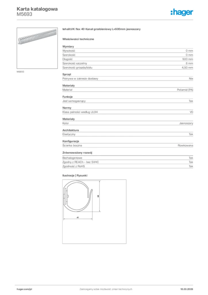 Zdjęcie Hager Karta katalogowa M5693 | Hager Polska