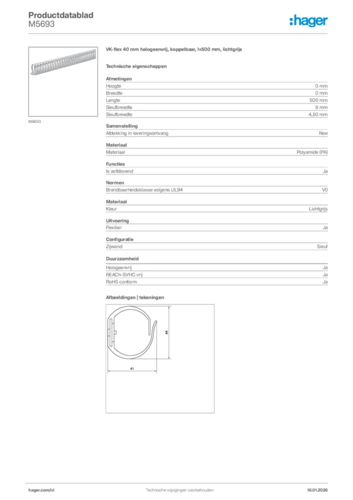 Afbeelding Hager Productdatablad M5693 | Hager Nederland