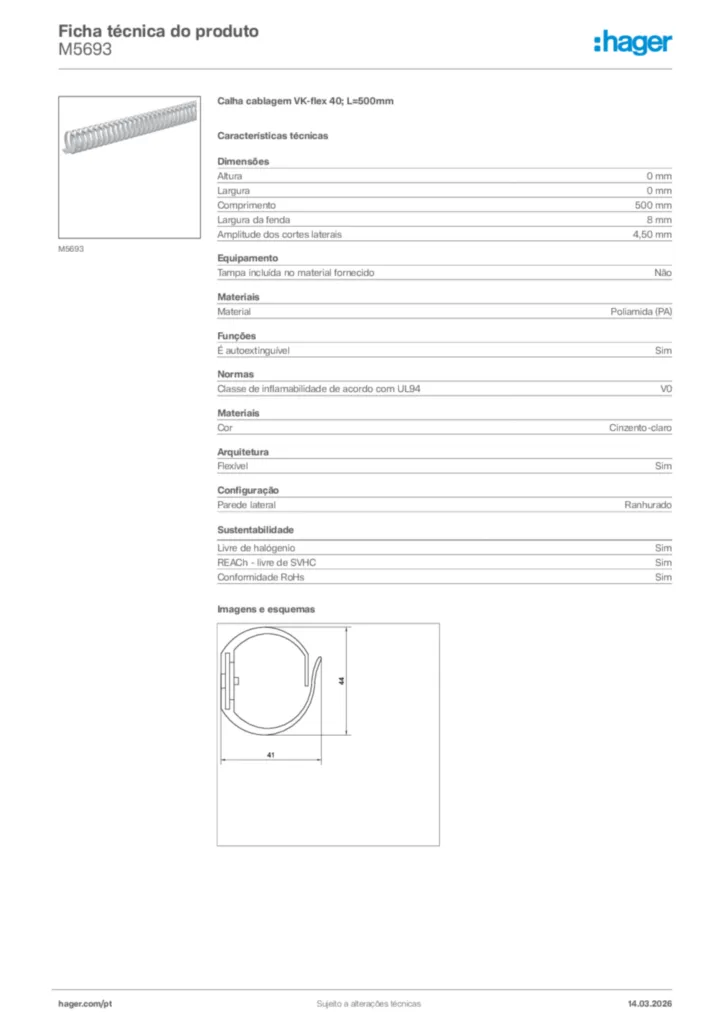 Imagem Hager Ficha técnica do produto M5693 | Hager Portugal