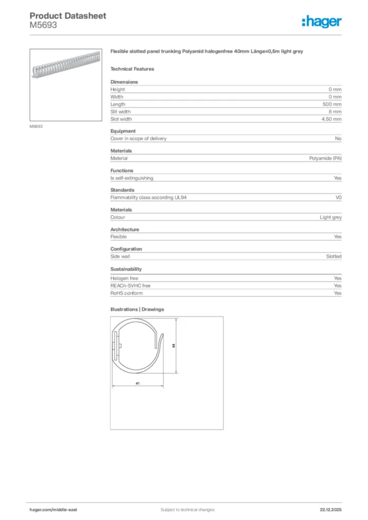 Image Hager Product data sheet M5693  | Hager