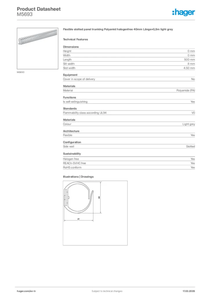 Image Hager Product data sheet M5693  | Hager