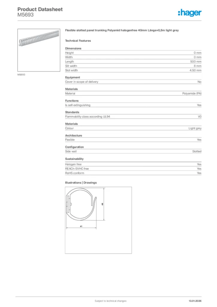 Image Hager Product data sheet M5693  | Hager