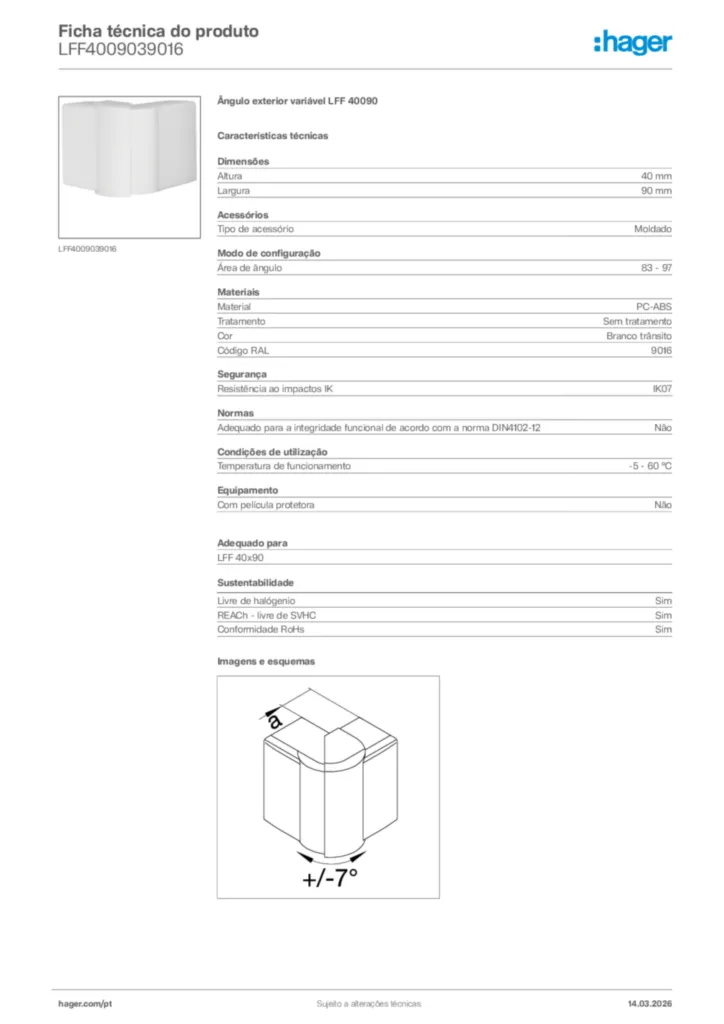 Imagem Hager Ficha técnica do produto LFF4009039016 | Hager Portugal
