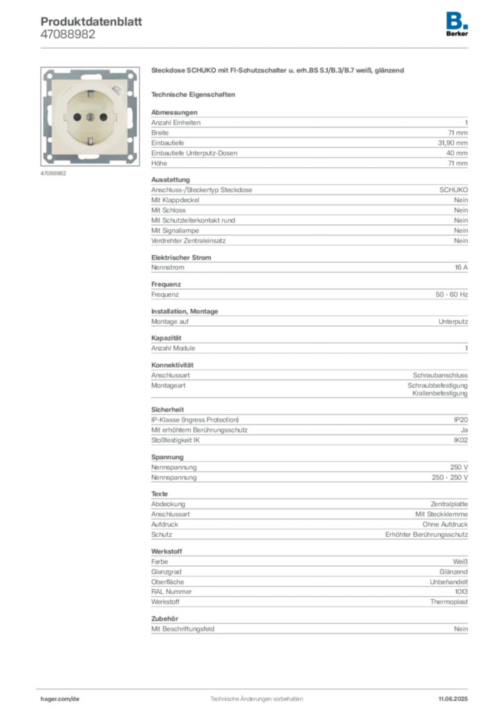 Berker Produktdatenblatt 47088982