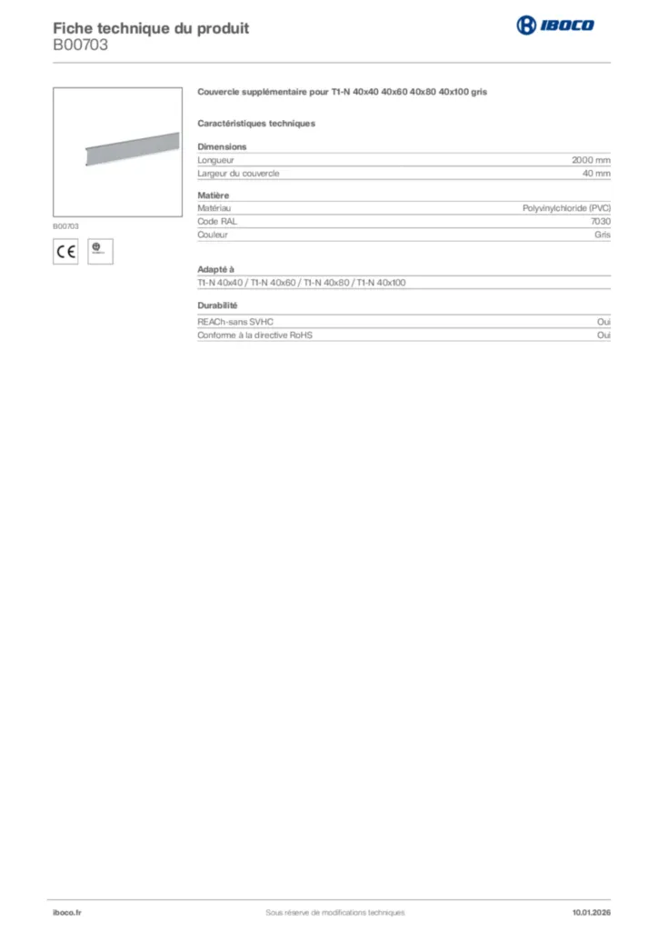 Image Iboco Fiche technique du produit B00703 | Hager France