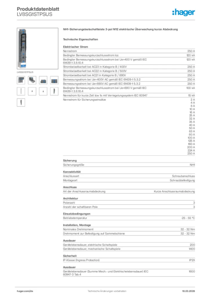 Bild Hager Produktdatenblatt LV8SG1STPSUS | Hager Deutschland
